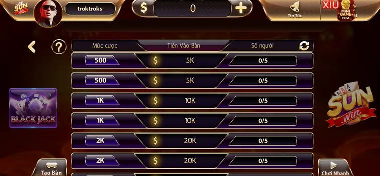 Black Jack Tại SunWin Thiên Đường Săn Tiền Thưởng Với Giải Thưởng Giá Trị Cực Khủng