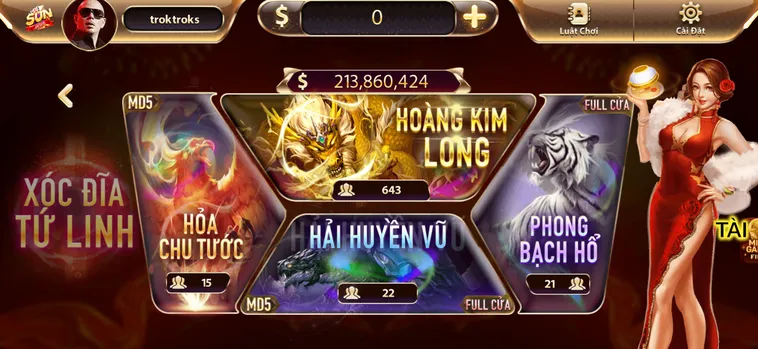 Đẳng Cấp Minigame Xóc Đĩa Tứ Linh Tại SunWin Với Phần Thưởng Cực Khủng